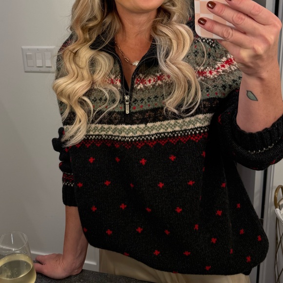 Lauren Ralph Lauren Sweaters - Vintage Lauren Ralph Lauren Cozy Black and Red fair isle hand knit wool Sweater